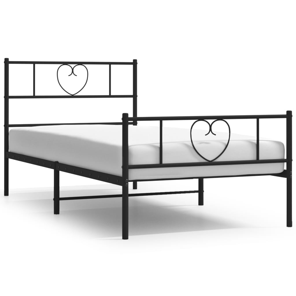 8721012048362_a_en_hd_1 vidaXL Metal Bed Frame without Mattress with Footboard Black 107x203 cm King Single - Image 2