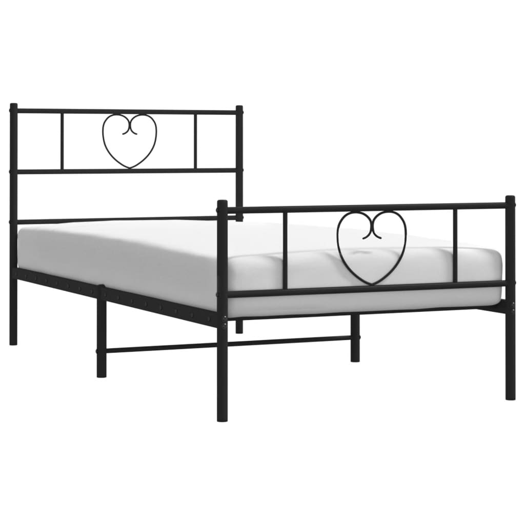 8721012048362_g_en_hd_1 vidaXL Metal Bed Frame without Mattress with Footboard Black 107x203 cm King Single - Image 3