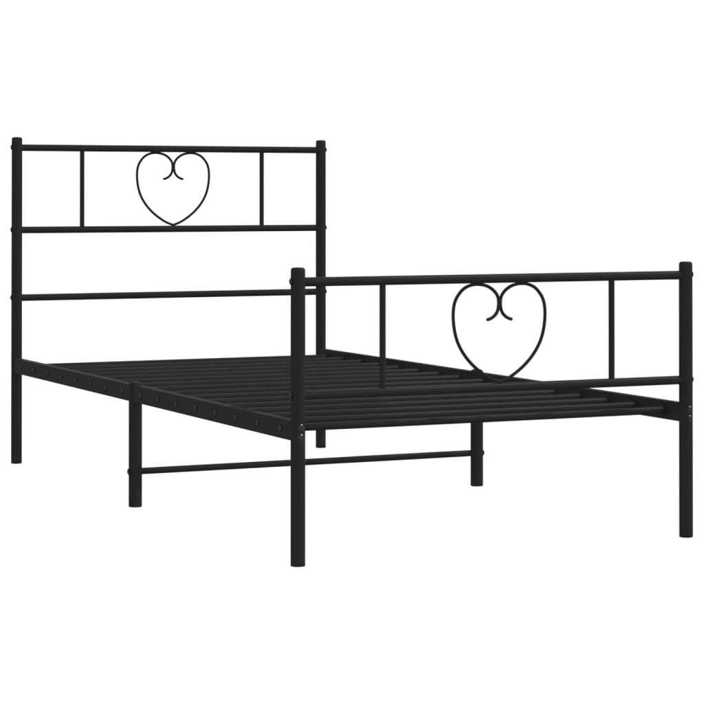 8721012048362_g_en_hd_2 vidaXL Metal Bed Frame without Mattress with Footboard Black 107x203 cm King Single - Image 4