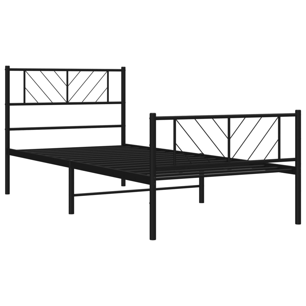 8721012048362_g_en_hd_7 vidaXL Metal Bed Frame without Mattress with Footboard Black 107x203 cm King Single - Image 9