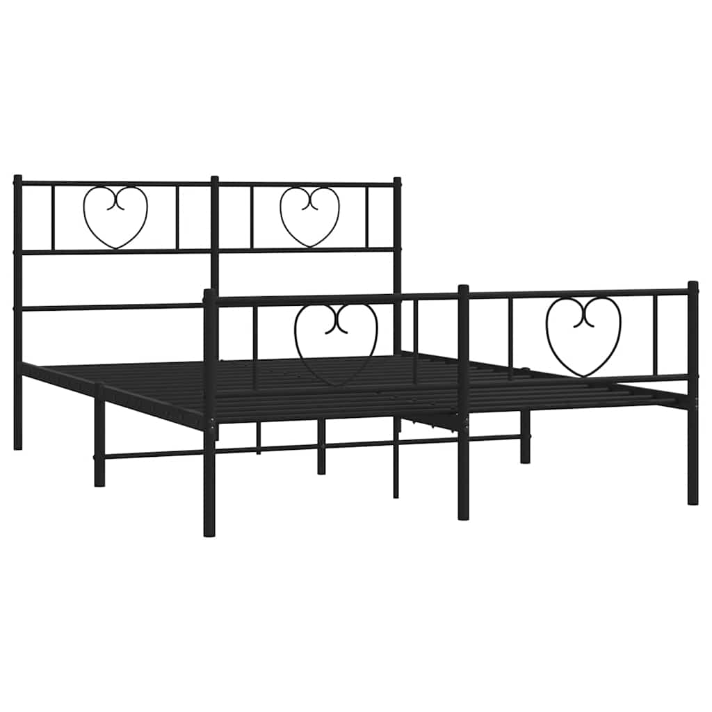 8721012048393_g_en_hd_3 vidaXL Metal Bed Frame without Mattress with Footboard Black 135x190 cm - Image 5