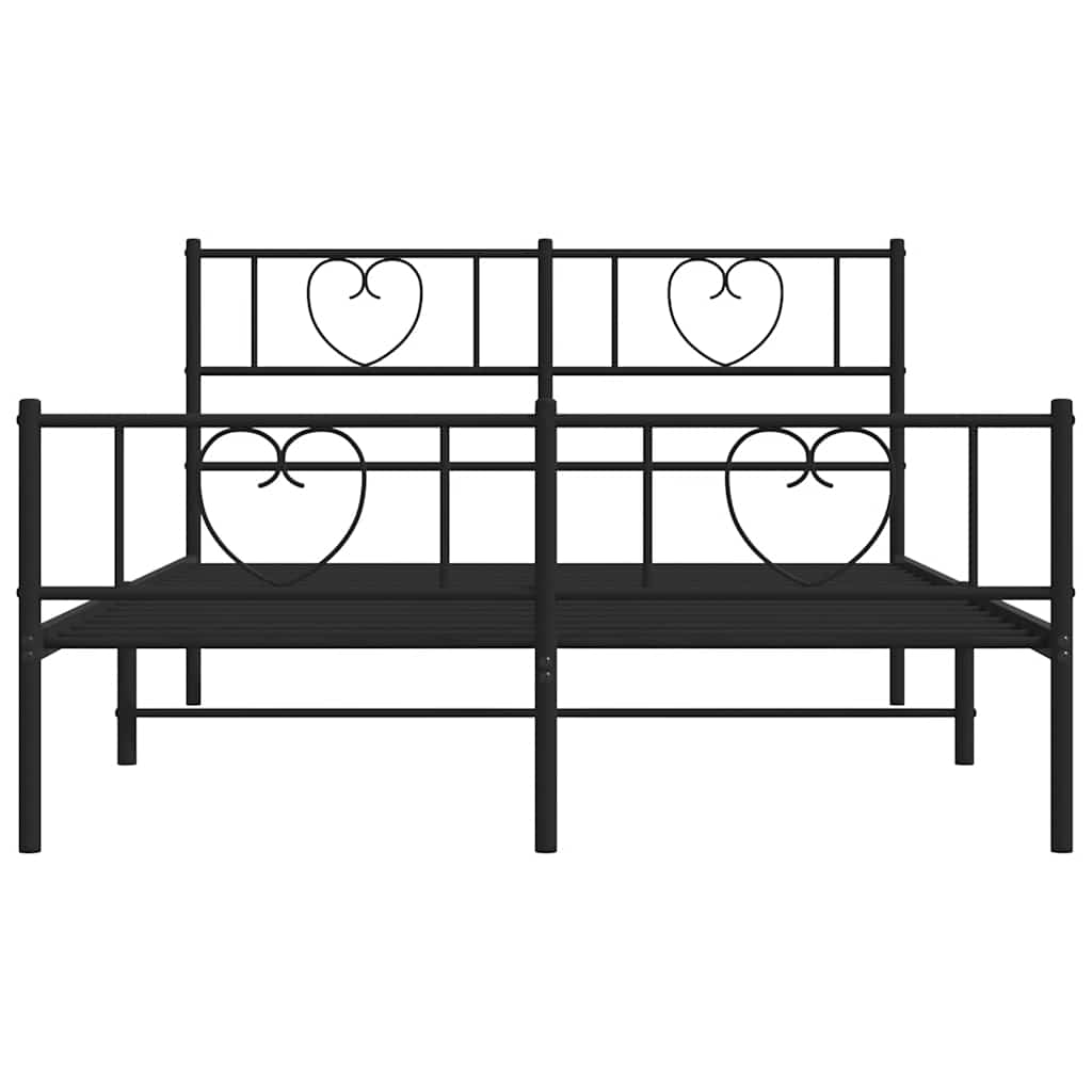 8721012048393_g_en_hd_4 vidaXL Metal Bed Frame without Mattress with Footboard Black 135x190 cm - Image 6