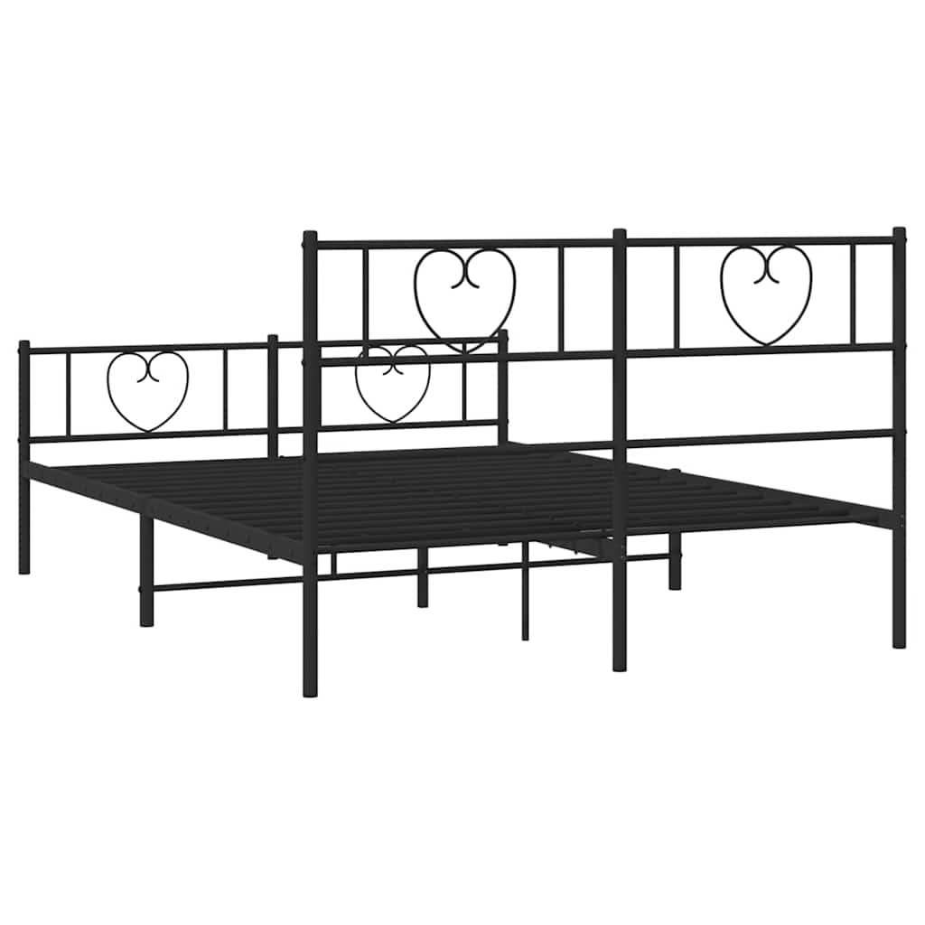8721012048393_g_en_hd_6 vidaXL Metal Bed Frame without Mattress with Footboard Black 135x190 cm - Image 8