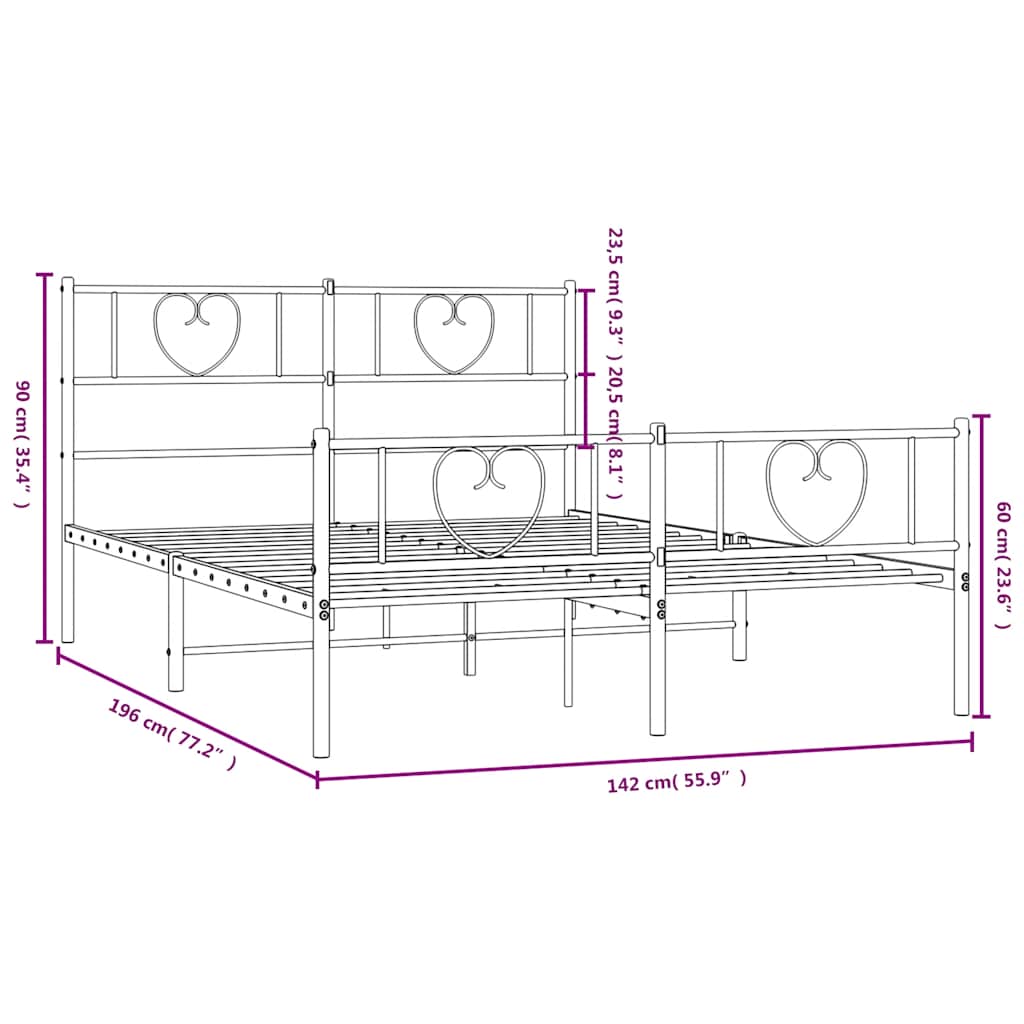 8721012048393_g_en_hd_8 vidaXL Metal Bed Frame without Mattress with Footboard Black 135x190 cm - Image 10