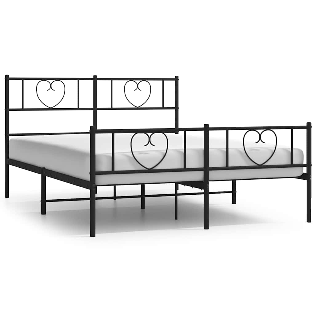 8721012048423_a_en_hd_1 vidaXL Metal Bed Frame without Mattress with Footboard Black 150x200 cm - Image 2