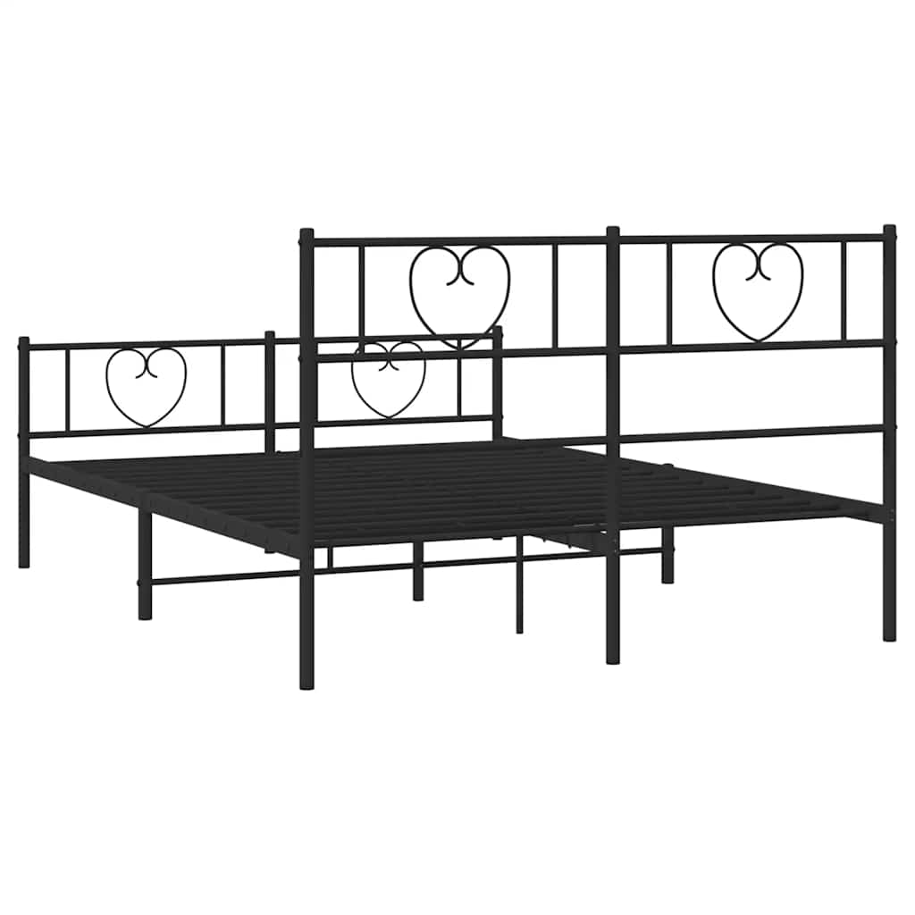 8721012048423_g_en_hd_6 vidaXL Metal Bed Frame without Mattress with Footboard Black 150x200 cm - Image 8