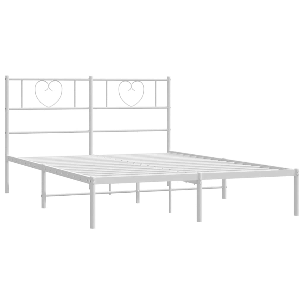 8721012048706_g_en_hd_4 vidaXL Metal Bed Frame without Mattress with Headboard White 135x190 cm - Image 6