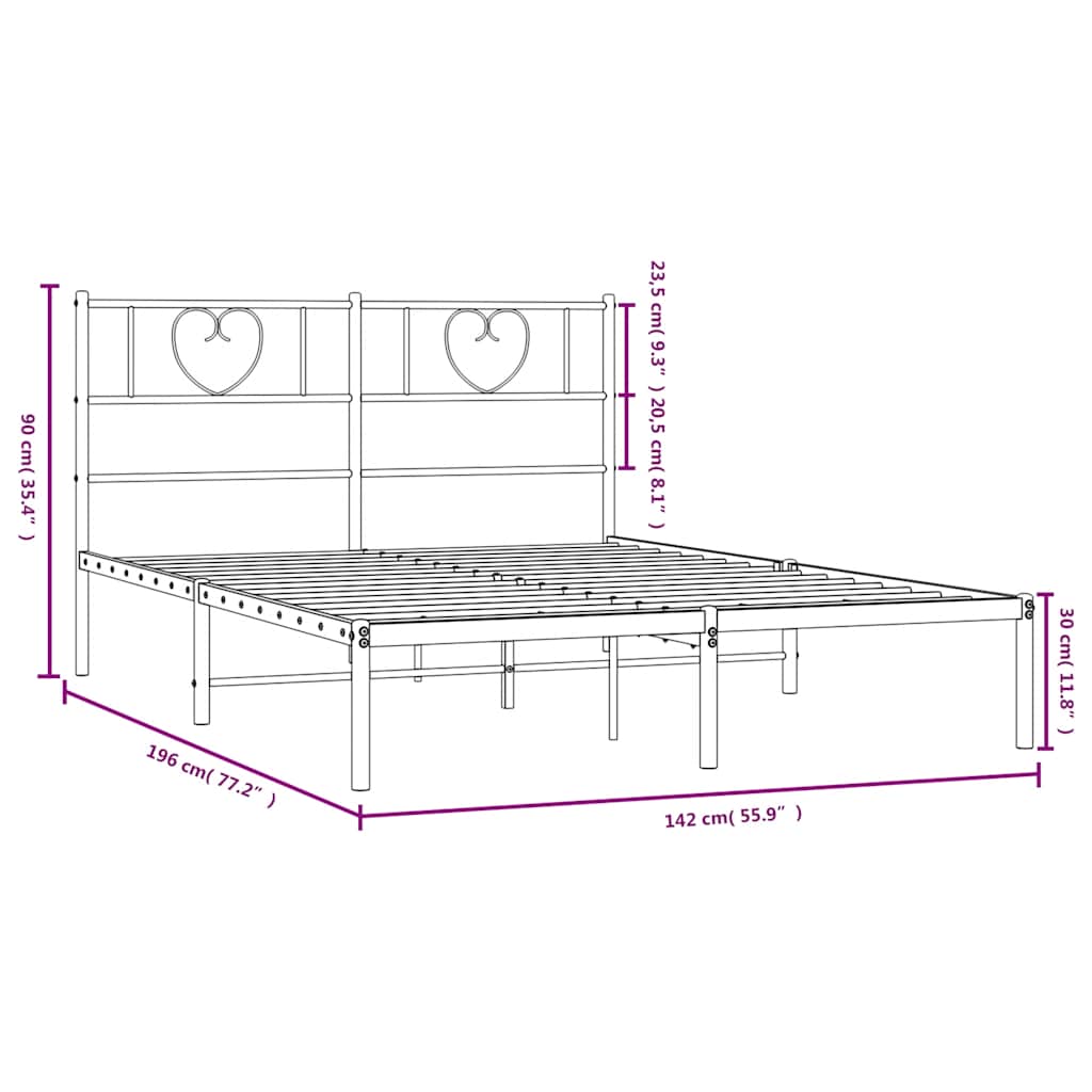 8721012048706_g_en_hd_8 vidaXL Metal Bed Frame without Mattress with Headboard White 135x190 cm - Image 10