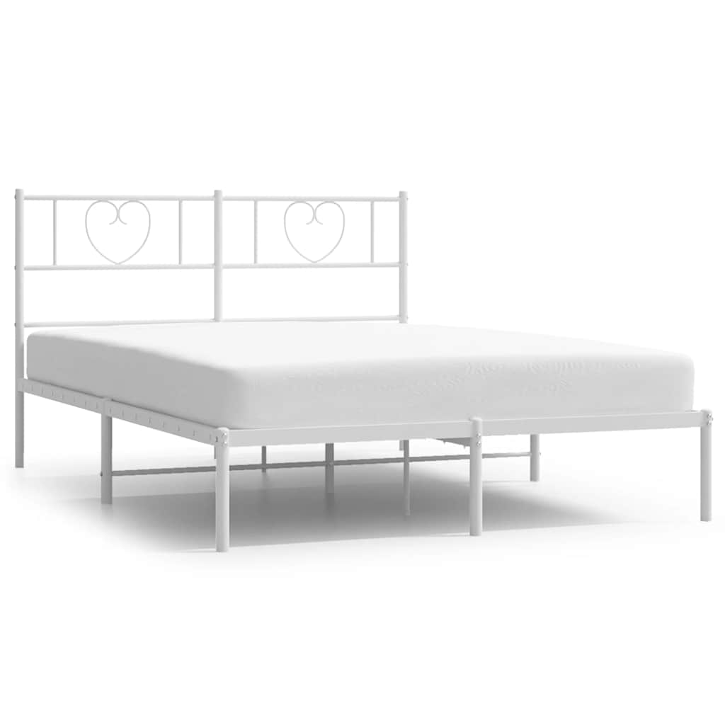 8721012048737_a_en_hd_1 vidaXL Metal Bed Frame without Mattress with Headboard White 150x200 cm - Image 2