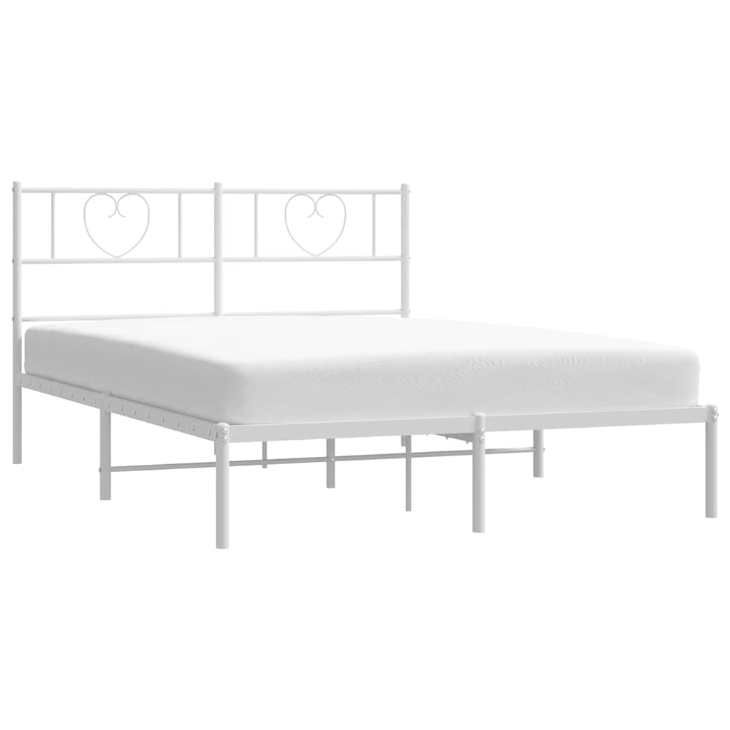 8721012048737_g_en_hd_1 vidaXL Metal Bed Frame without Mattress with Headboard White 150x200 cm - Image 3