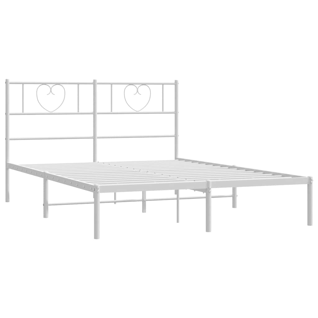 8721012048737_g_en_hd_4 vidaXL Metal Bed Frame without Mattress with Headboard White 150x200 cm - Image 6