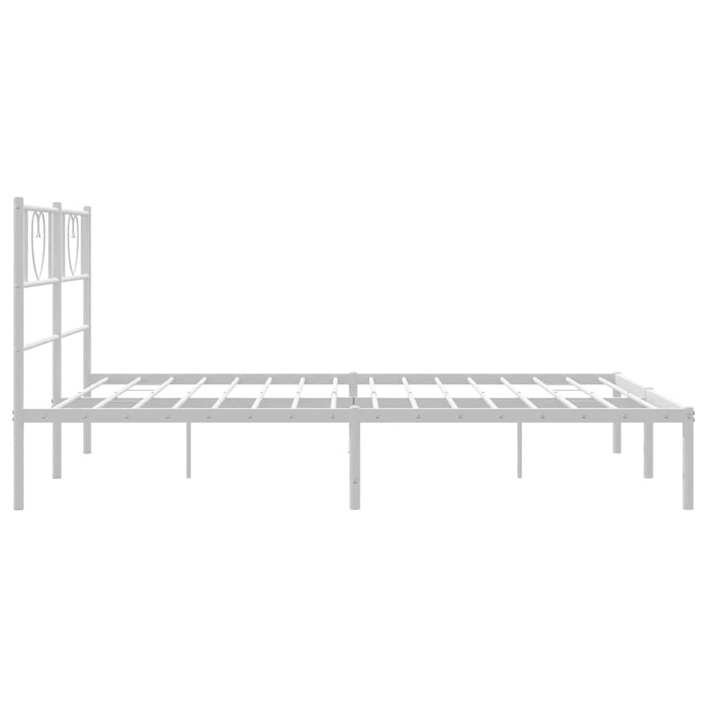 8721012048737_g_en_hd_5 vidaXL Metal Bed Frame without Mattress with Headboard White 150x200 cm - Image 7