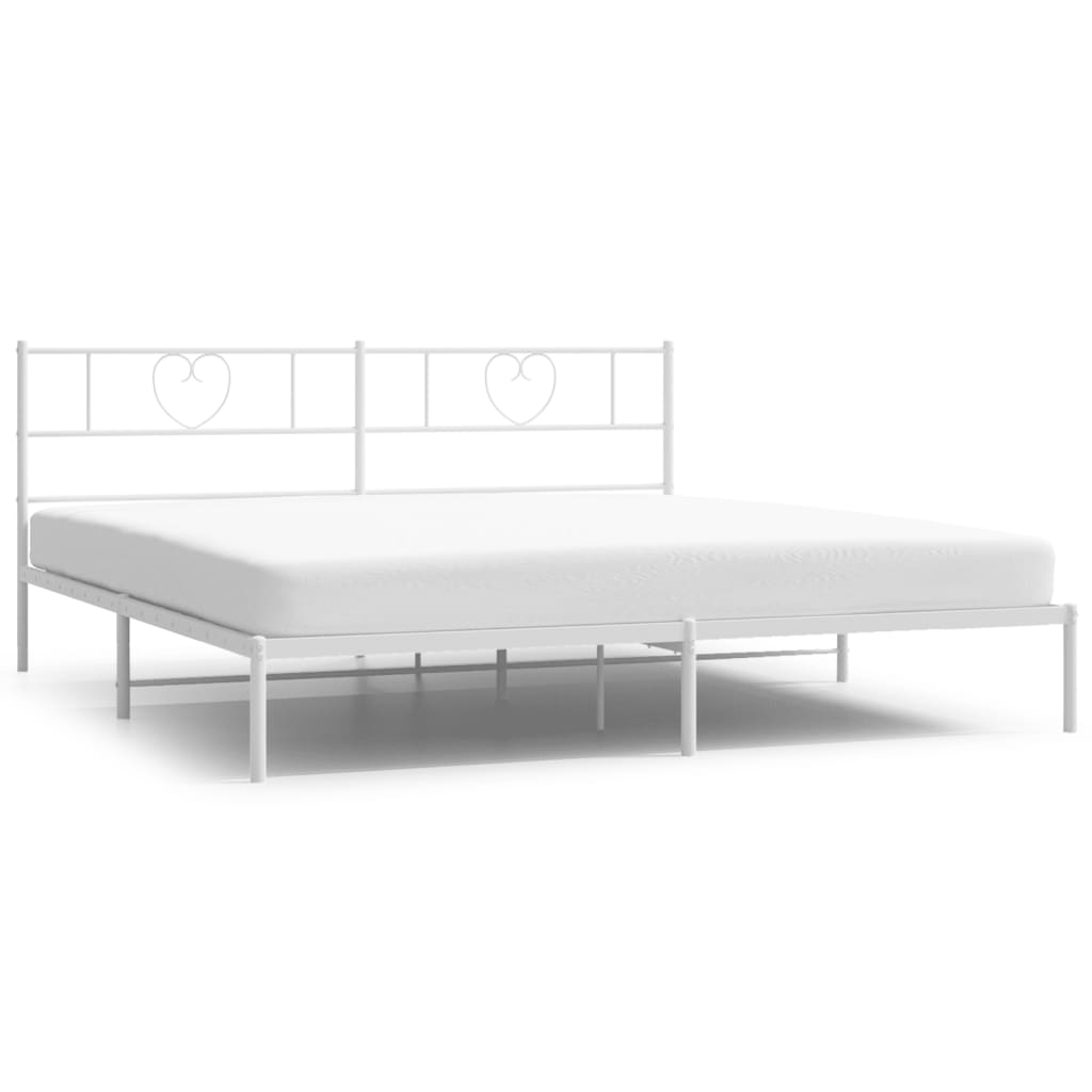 8721012048751_a_en_hd_1 vidaXL Metal Bed Frame without Mattress with Headboard White 183x203 cm King - Image 2