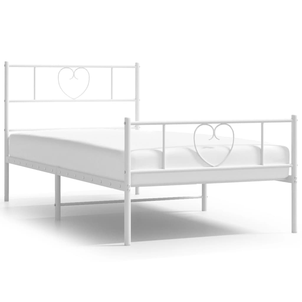 8721012048850_a_en_hd_1 vidaXL Metal Bed Frame without Mattress with Footboard White 107x203 cm King Single - Image 2