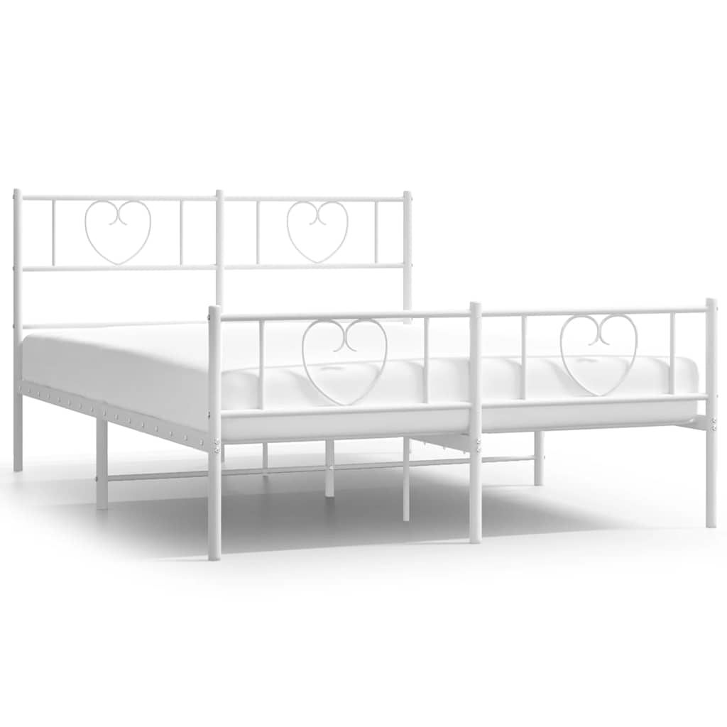8721012048881_a_en_hd_1 vidaXL Metal Bed Frame without Mattress with Footboard White 135x190 cm - Image 2