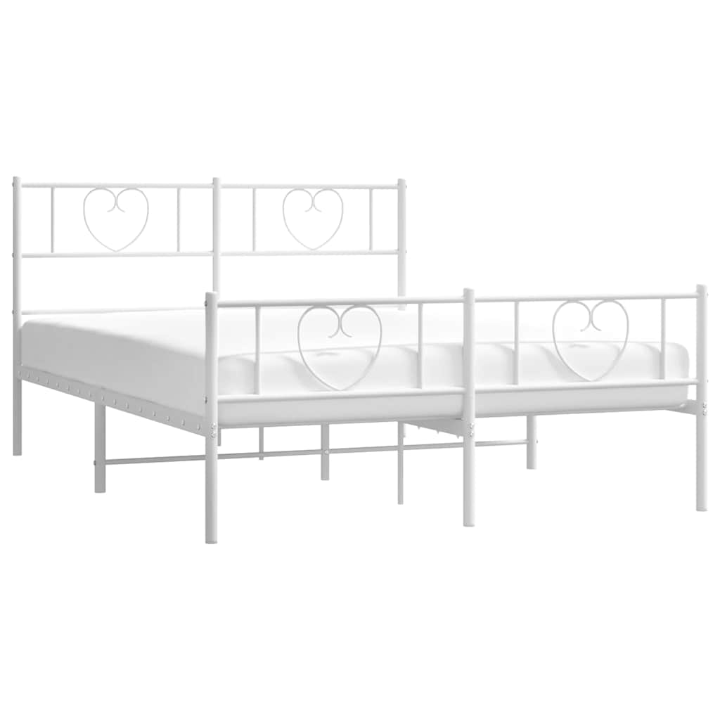 8721012048881_g_en_hd_1 vidaXL Metal Bed Frame without Mattress with Footboard White 135x190 cm - Image 3