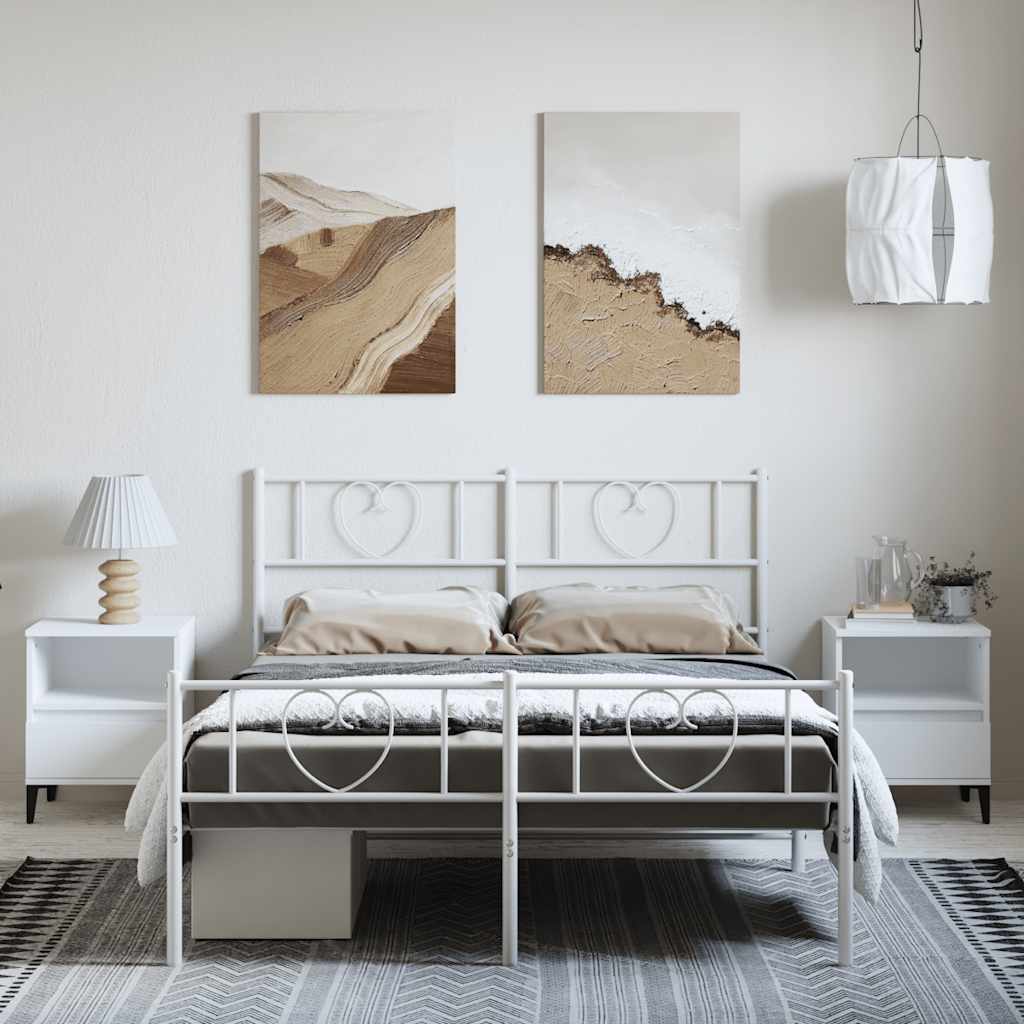 8721012048881_g_en_hd_2 vidaXL Metal Bed Frame without Mattress with Footboard White 135x190 cm - Image 4