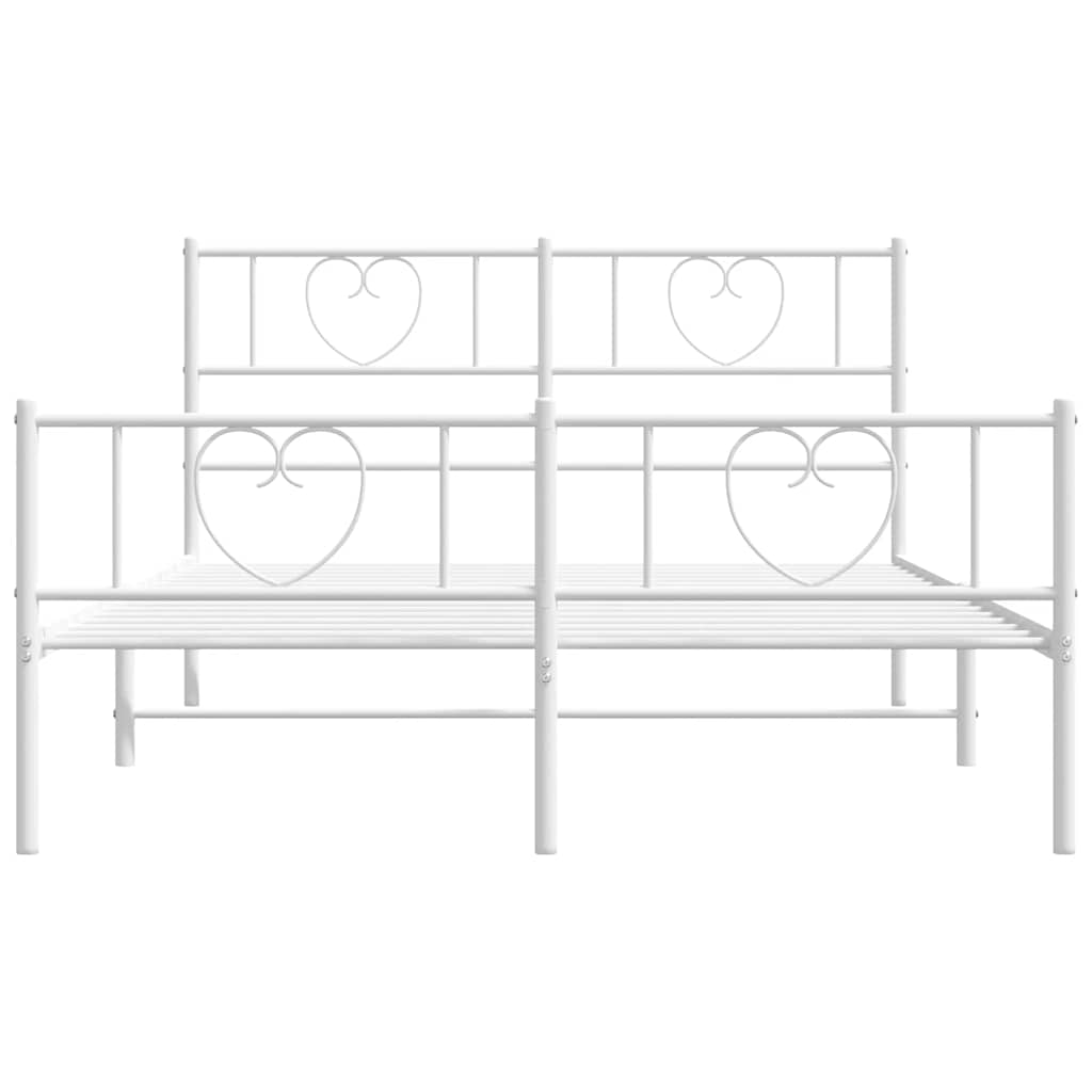 8721012048881_g_en_hd_3 vidaXL Metal Bed Frame without Mattress with Footboard White 135x190 cm - Image 5