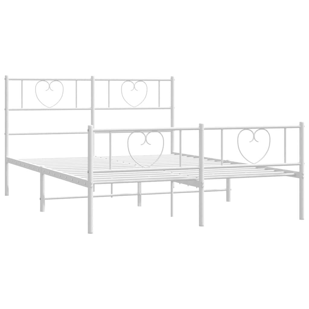 8721012048881_g_en_hd_4 vidaXL Metal Bed Frame without Mattress with Footboard White 135x190 cm - Image 6
