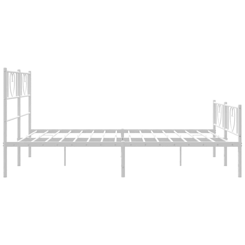 8721012048881_g_en_hd_5 vidaXL Metal Bed Frame without Mattress with Footboard White 135x190 cm - Image 7