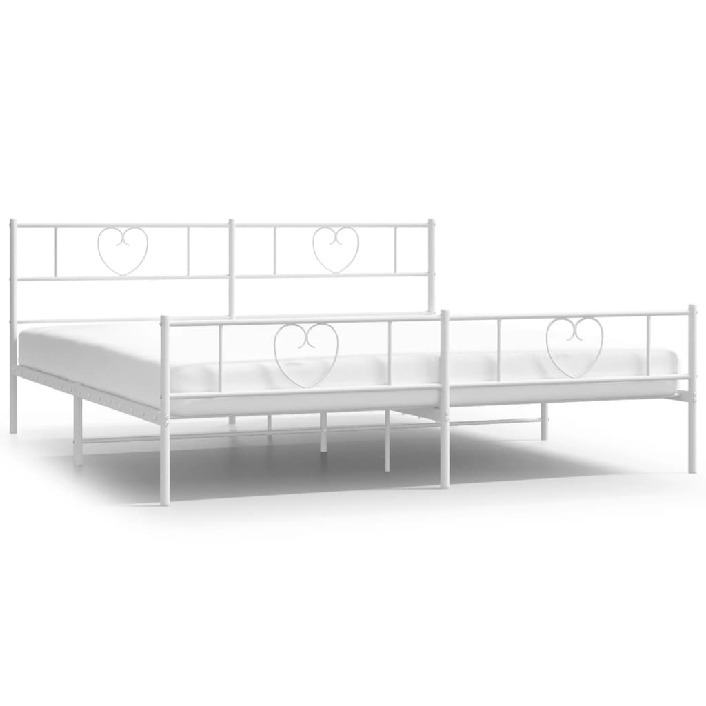 8721012048935_a_en_hd_1 vidaXL Metal Bed Frame without Mattress with Footboard White 183x203 cm King - Image 2