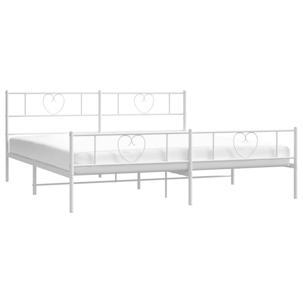 8721012048935_g_en_hd_1 vidaXL Metal Bed Frame without Mattress with Footboard White 183x203 cm King - Image 3