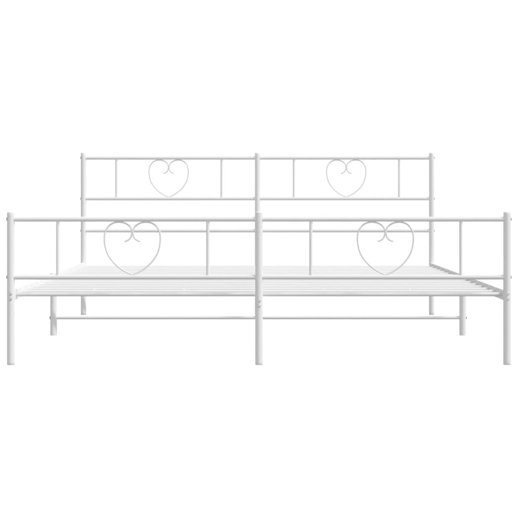 8721012048935_g_en_hd_2 vidaXL Metal Bed Frame without Mattress with Footboard White 183x203 cm King - Image 4