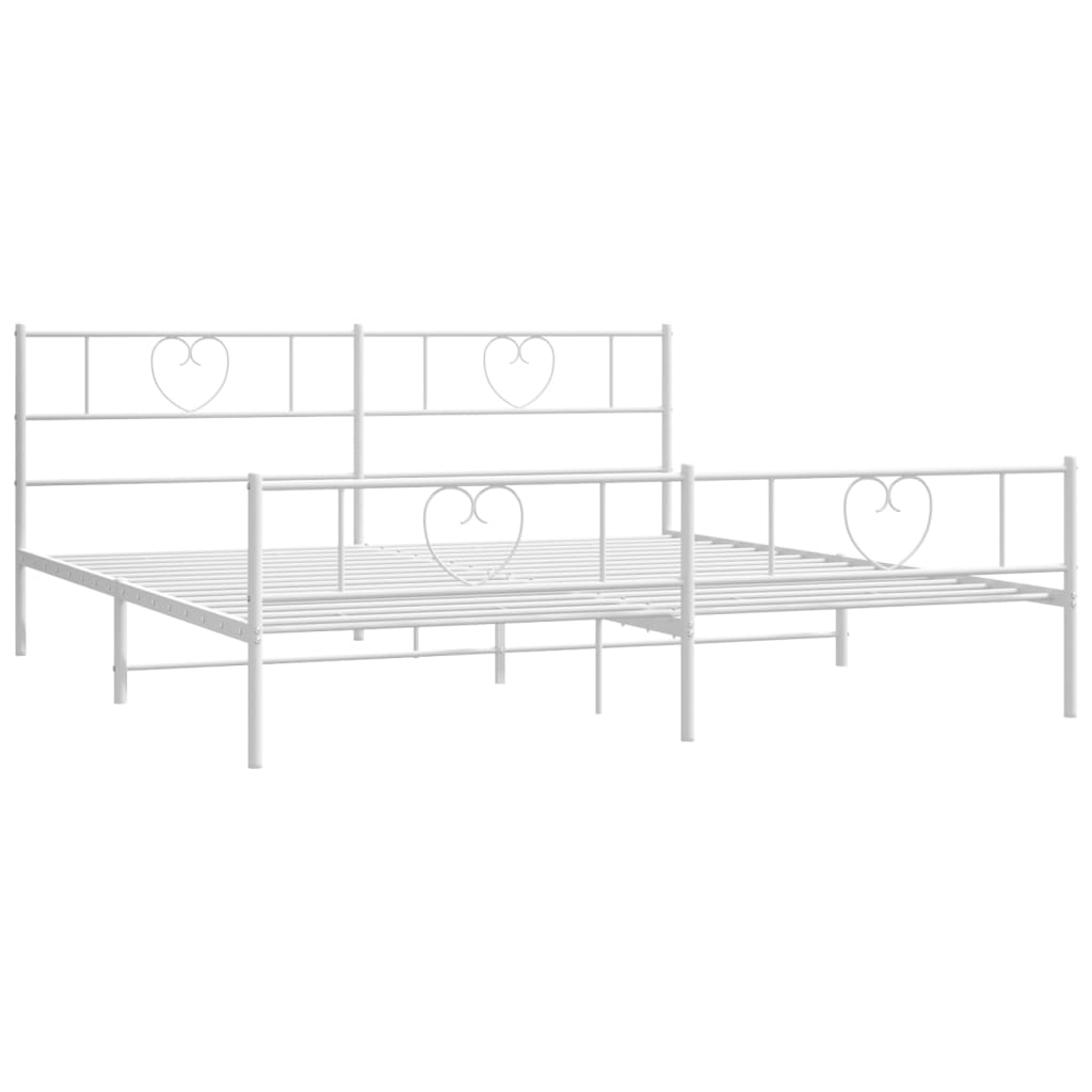 8721012048935_g_en_hd_3 vidaXL Metal Bed Frame without Mattress with Footboard White 183x203 cm King - Image 5