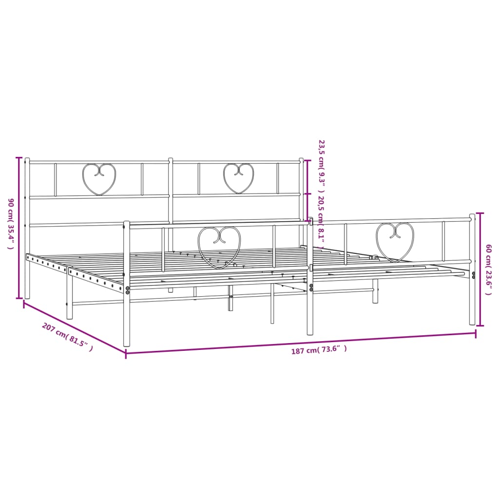 8721012048935_g_en_hd_7 vidaXL Metal Bed Frame without Mattress with Footboard White 183x203 cm King - Image 9