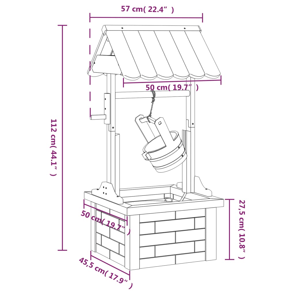 8721012049376_g_en_hd_8 vidaXL Wishing Well Fountain with Pump 57x50x112 cm Solid Wood Fir - Image 10