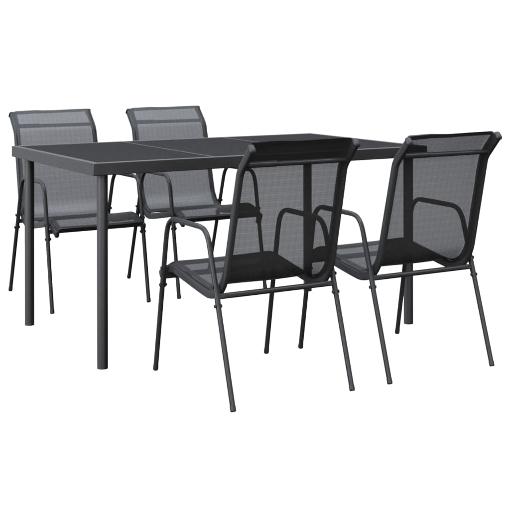 8721012049383_a_en_hd_1 vidaXL 5 Piece Garden Dining Set Black Steel and Textilene - Image 2