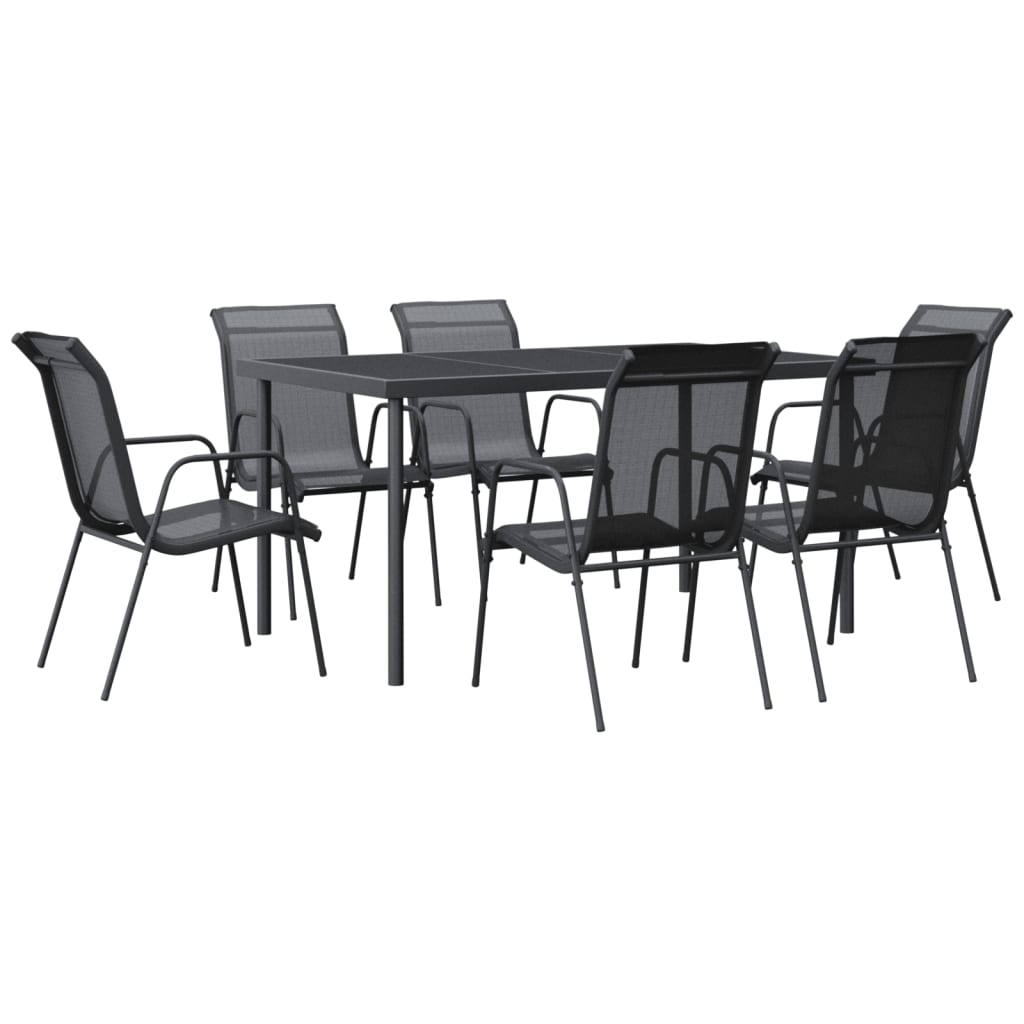 8721012049390_a_en_hd_1 vidaXL 7 Piece Garden Dining Set Black Steel and Textilene - Image 2