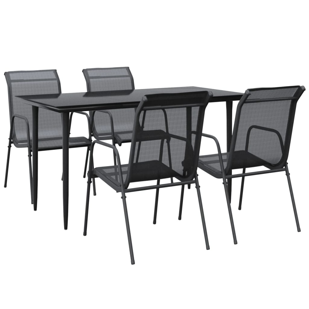 8721012049444_a_en_hd_1 vidaXL 5 Piece Garden Dining Set Black Steel and Textilene - Image 2