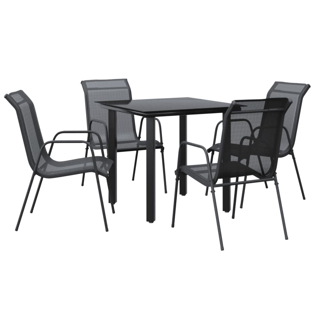 8721012049512_a_en_hd_1 vidaXL 5 Piece Garden Dining Set Black Steel and Textilene - Image 2