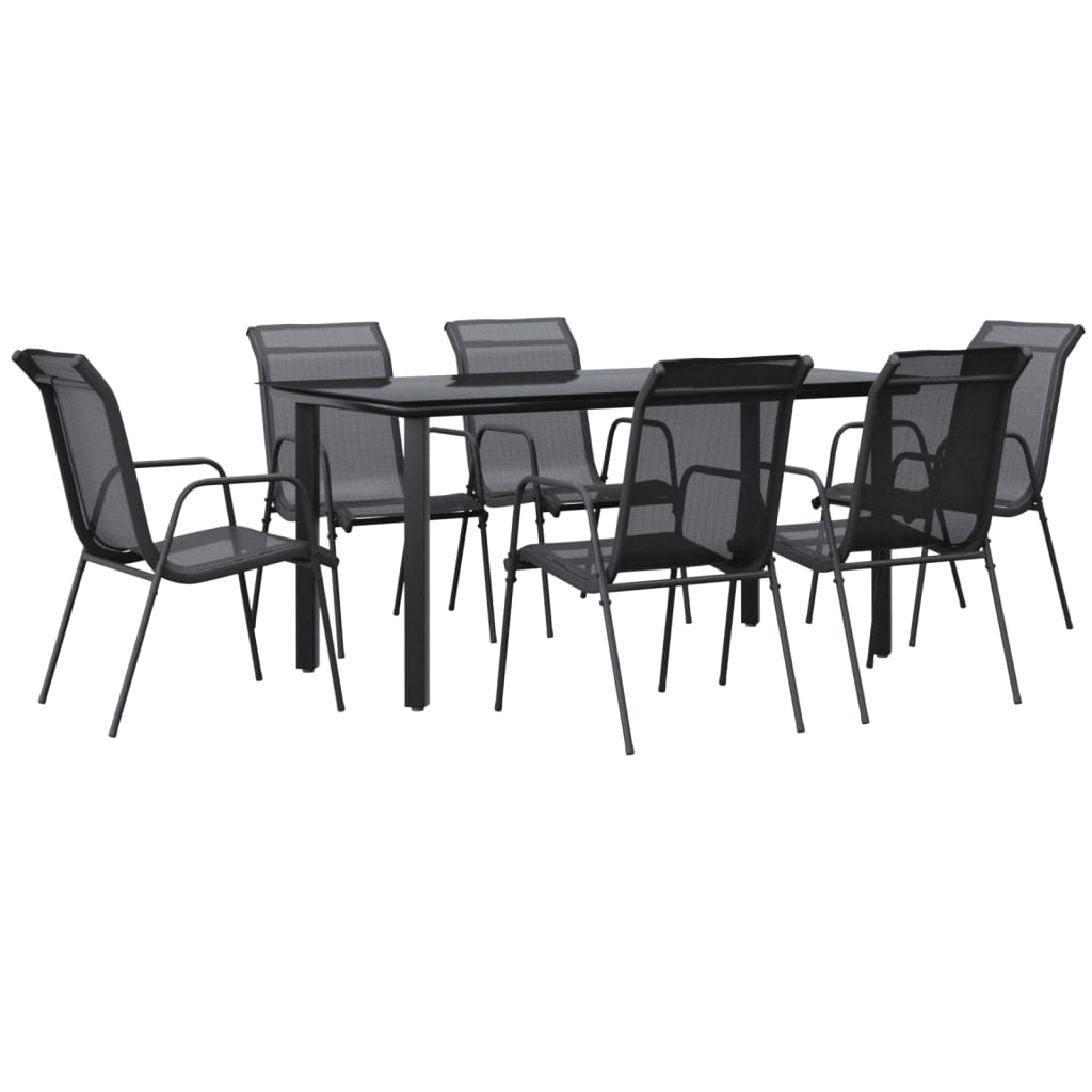 8721012049550_a_en_hd_1 vidaXL 7 Piece Garden Dining Set Black Steel and Textilene - Image 2