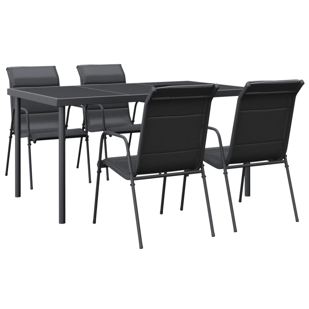 8721012049581_a_en_hd_1 vidaXL 5 Piece Garden Dining Set Black Steel and Textilene - Image 2