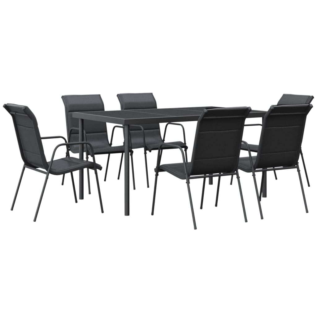 8721012049598_a_en_hd_1 vidaXL 7 Piece Garden Dining Set Black Steel and Textilene - Image 2