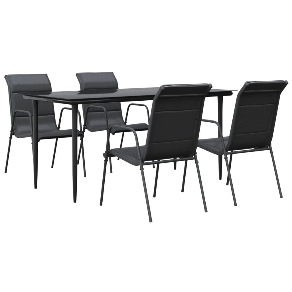 8721012049666_a_en_hd_1 vidaXL 5 Piece Garden Dining Set Black Steel and Textilene - Image 2