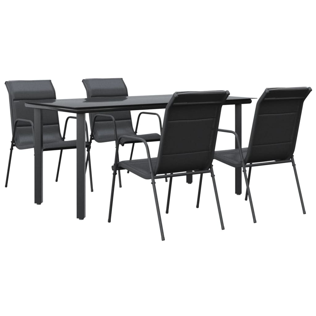 8721012049741_a_en_hd_1 vidaXL 5 Piece Garden Dining Set Black Steel and Textilene - Image 2