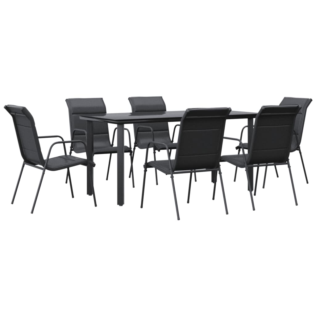 8721012049758_a_en_hd_1 vidaXL 7 Piece Garden Dining Set Black Steel and Textilene - Image 2