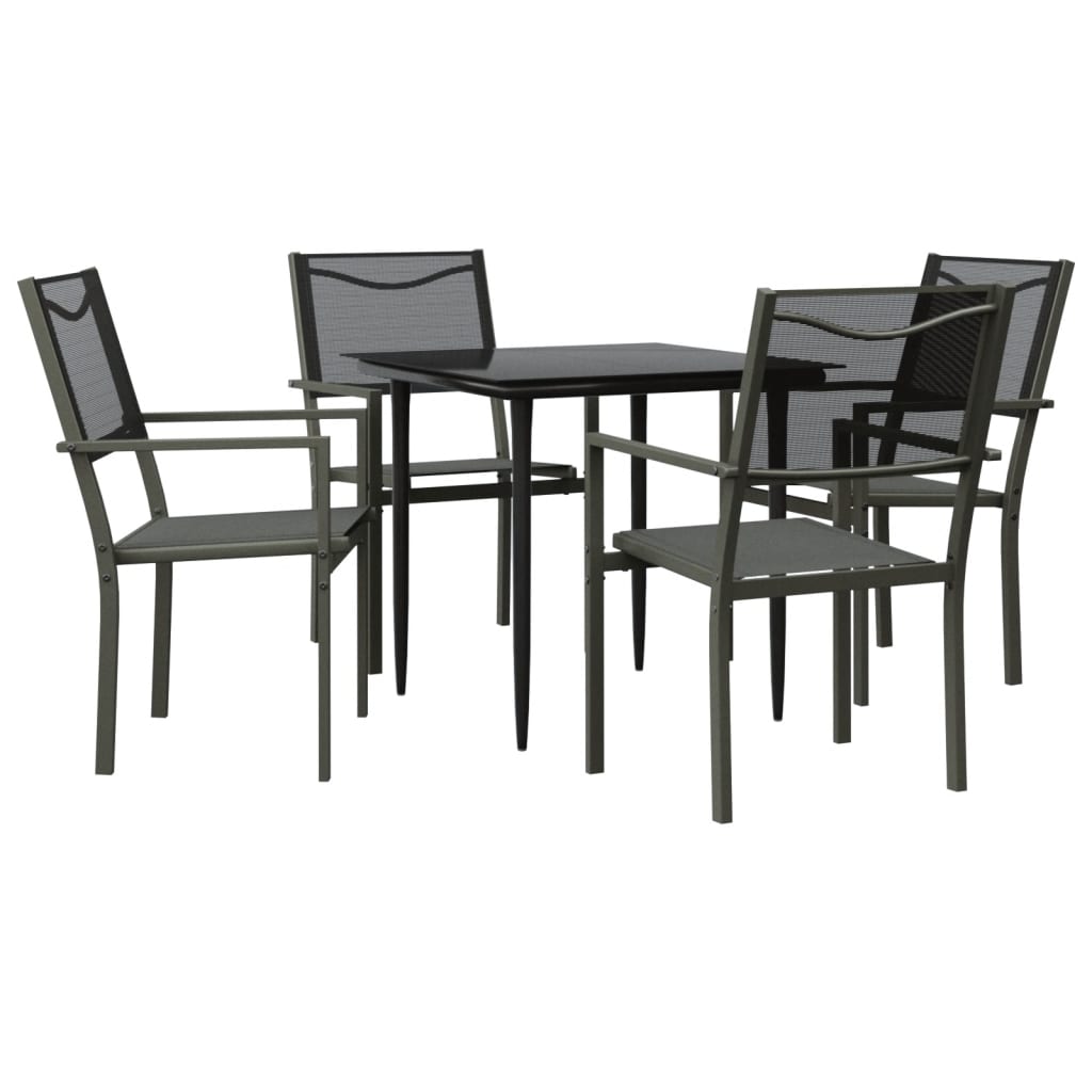 8721012049796_a_en_hd_1 vidaXL 5 Piece Garden Dining Set Black Steel and Textilene - Image 2