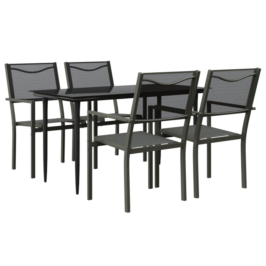 8721012049802_a_en_hd_1 vidaXL 5 Piece Garden Dining Set Black Steel and Textilene - Image 2