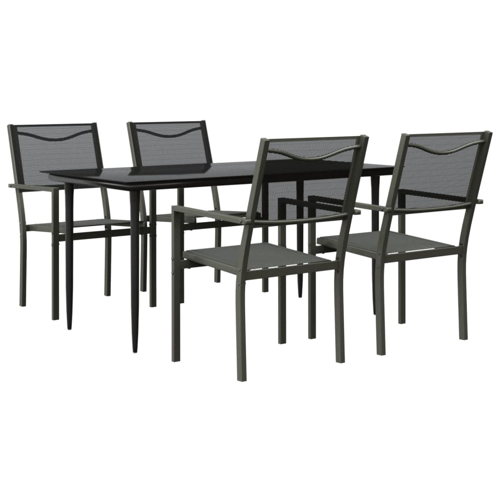 8721012049826_a_en_hd_1 vidaXL 5 Piece Garden Dining Set Black Steel and Textilene - Image 2