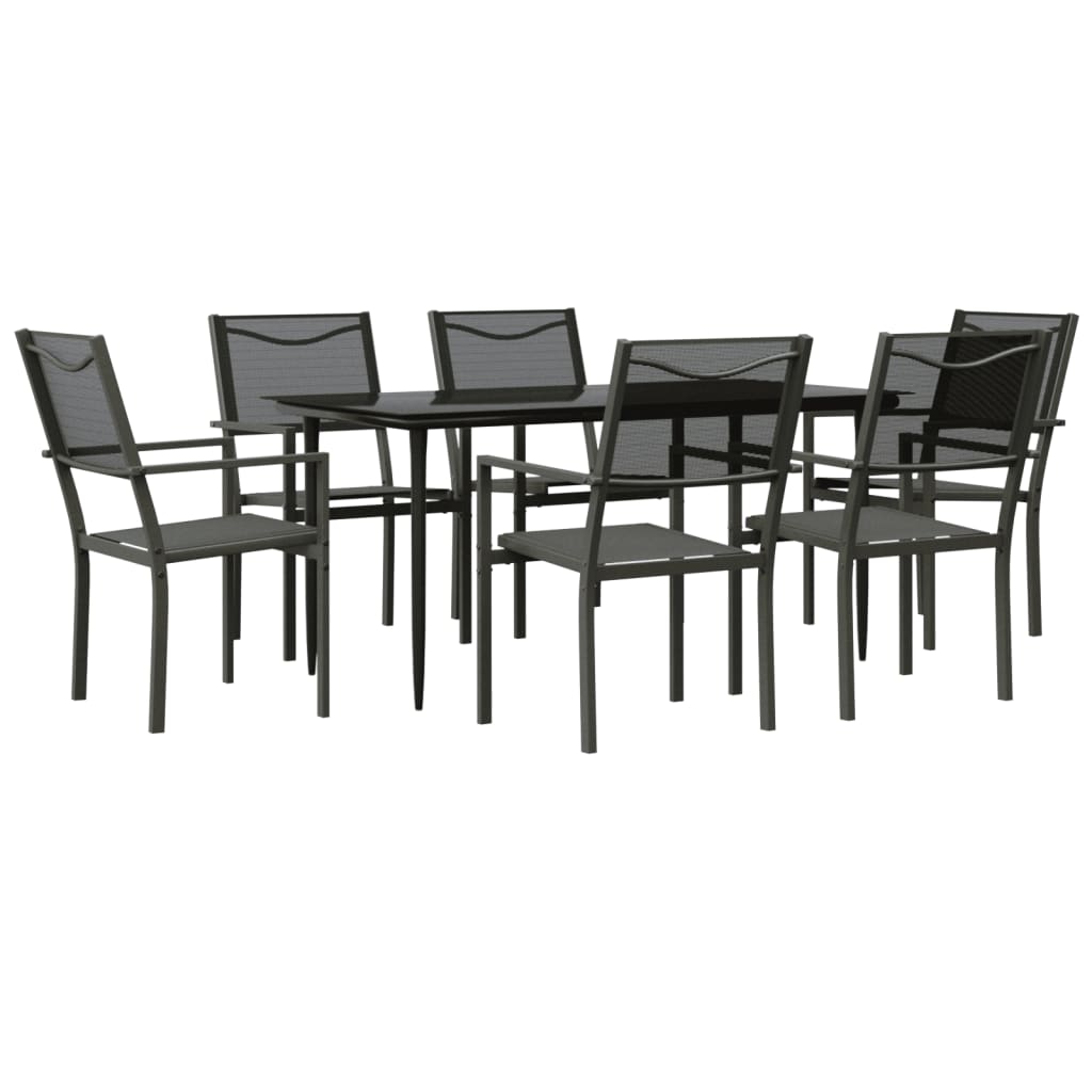 8721012049833_a_en_hd_1 vidaXL 7 Piece Garden Dining Set Black Steel and Textilene - Image 2