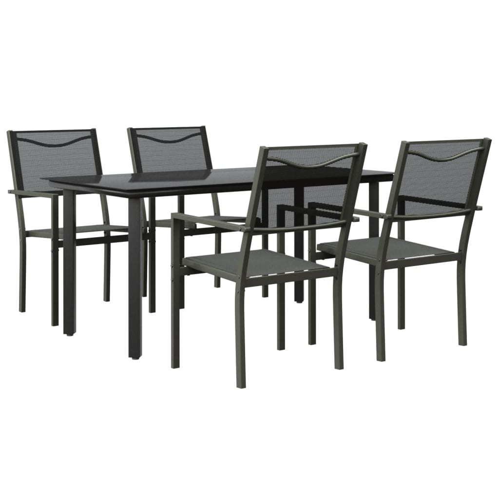 8721012049901_a_en_hd_1 vidaXL 5 Piece Garden Dining Set Black Steel and Textilene - Image 2