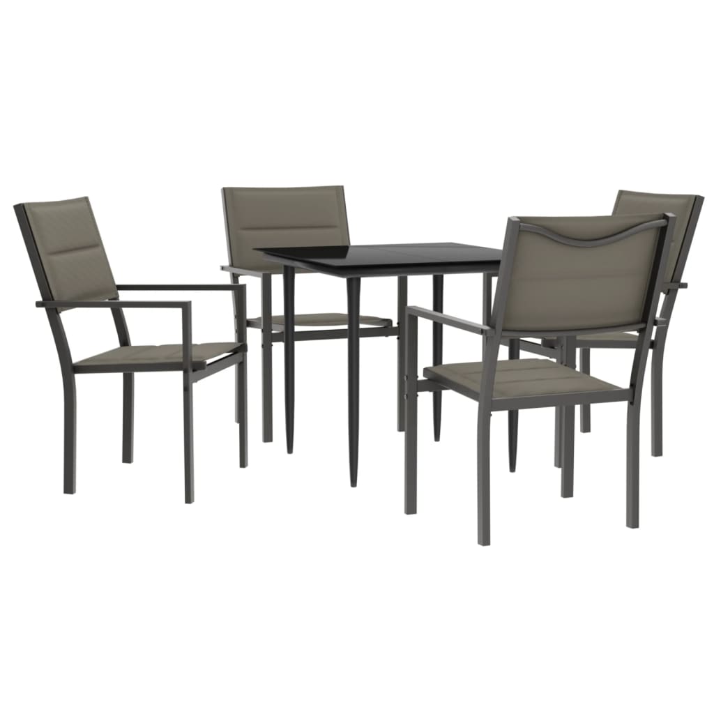 8721012049956_a_en_hd_1 vidaXL 5 Piece Garden Dining Set Black Steel and Textilene - Image 2