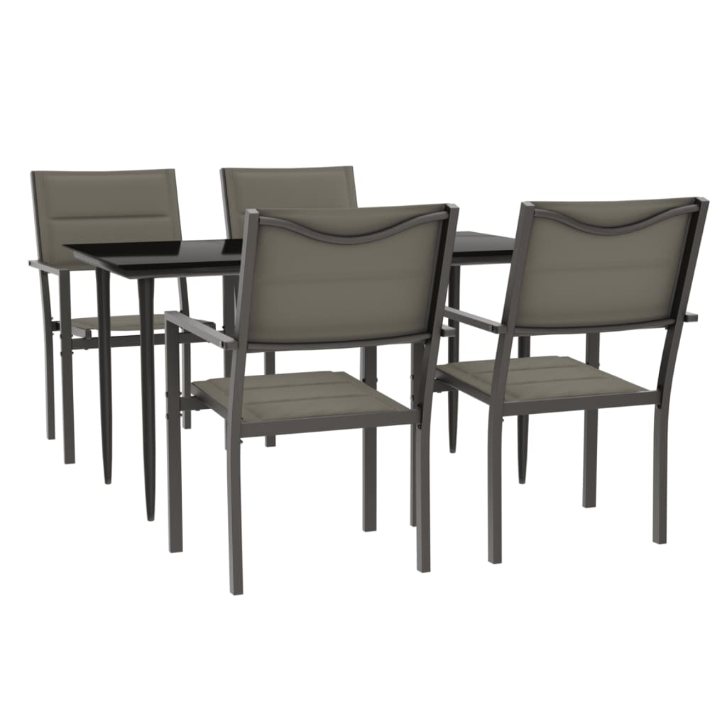 8721012049963_a_en_hd_1 vidaXL 5 Piece Garden Dining Set Black Steel and Textilene - Image 2