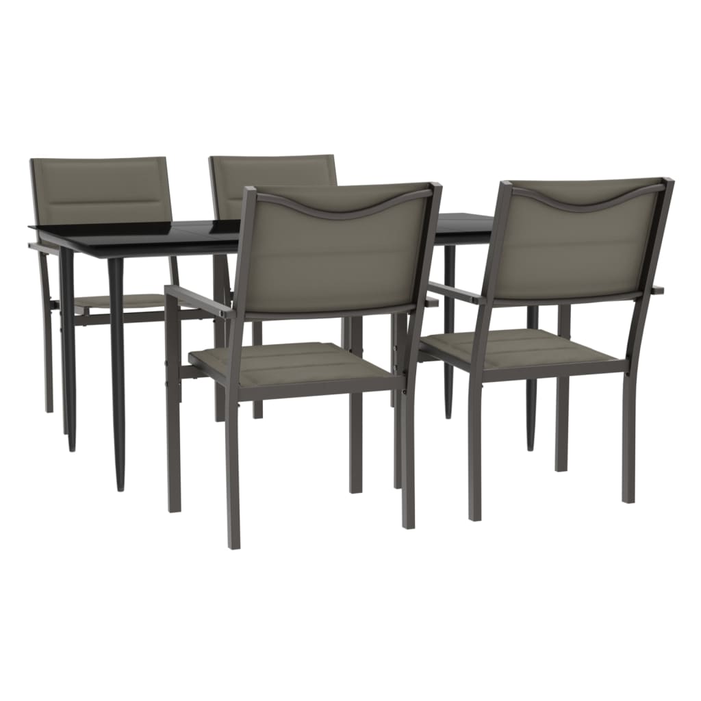 8721012049987_a_en_hd_1 vidaXL 5 Piece Garden Dining Set Black Steel and Textilene - Image 2