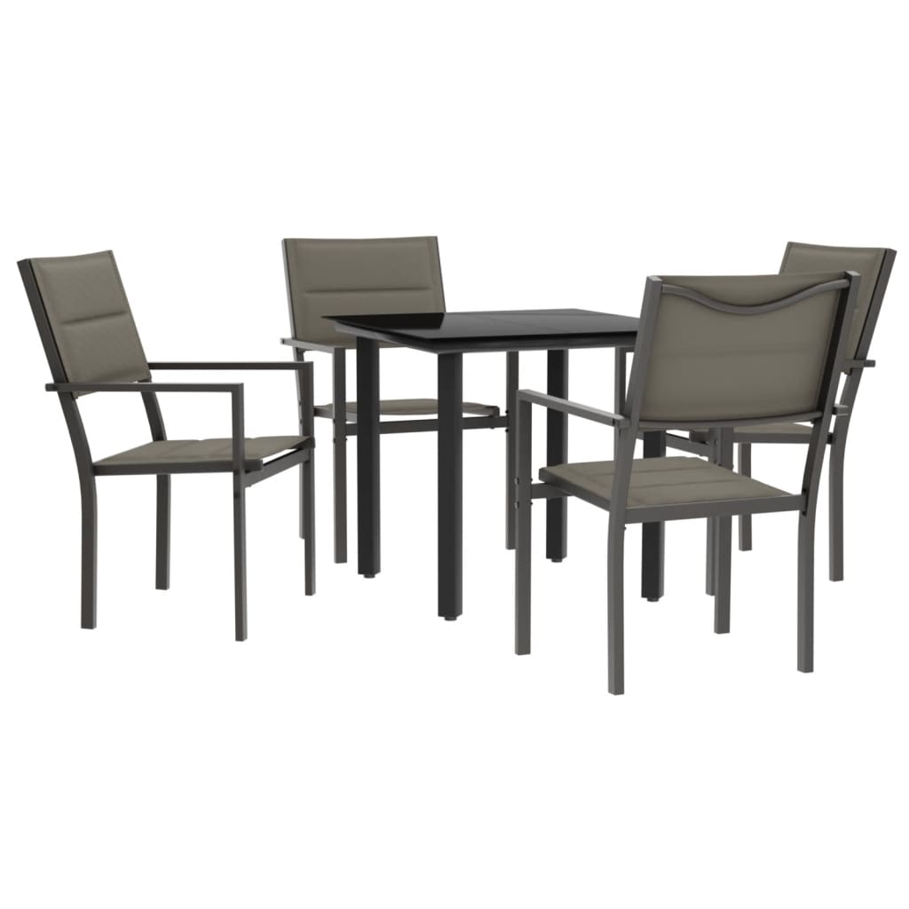 8721012050037_a_en_hd_1 vidaXL 5 Piece Garden Dining Set Black Steel and Textilene - Image 2