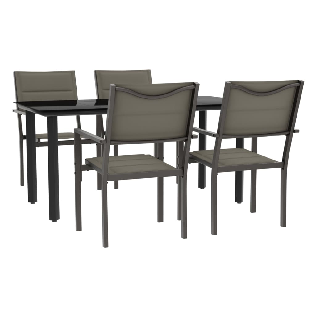8721012050068_a_en_hd_1 vidaXL 5 Piece Garden Dining Set Black Steel and Textilene - Image 2